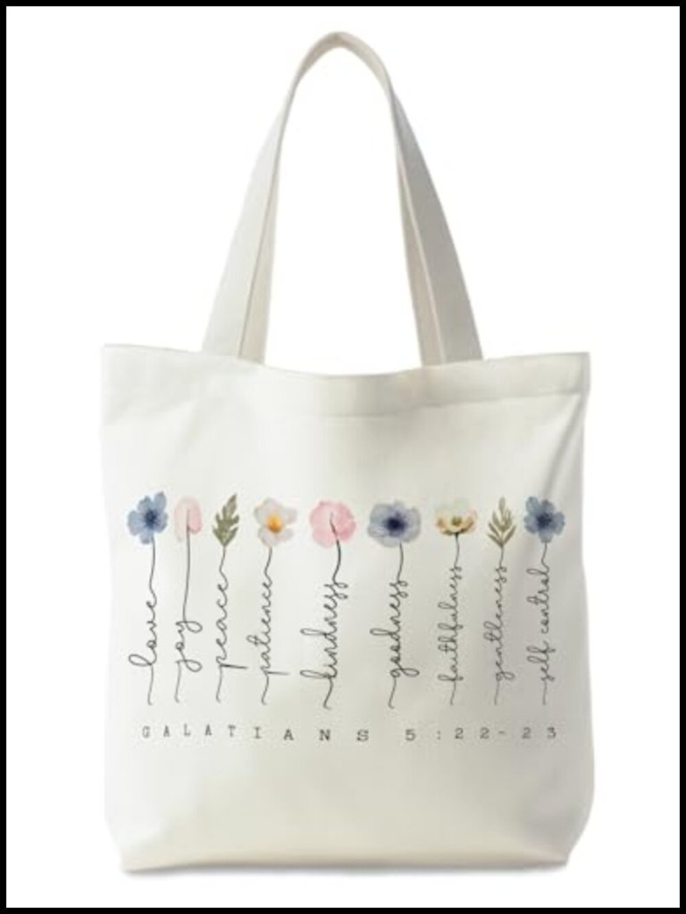 Reusable Canvas Tote Bag Christian Graphic Print Eco-Friendly